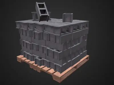 Brick pallet Low-poly 3D model
