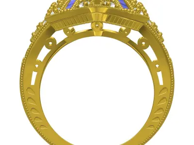 Antique Art Deco Style Engagement Ring 3D print model