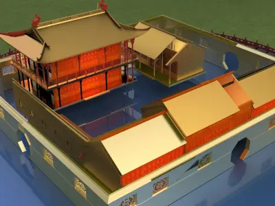 Chinese ancient courtyard house  3D model purchase