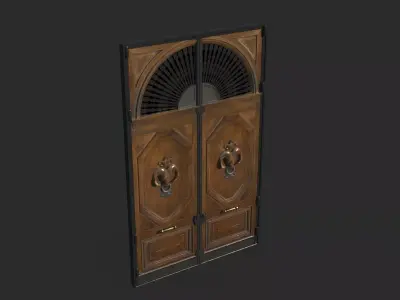 European and American retro luxury wooden doors 3D model