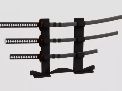 Katana three samurai swords 3D model purchase