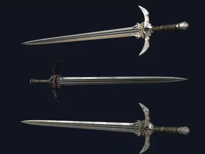 Spiked Longsword Low-poly 3D model