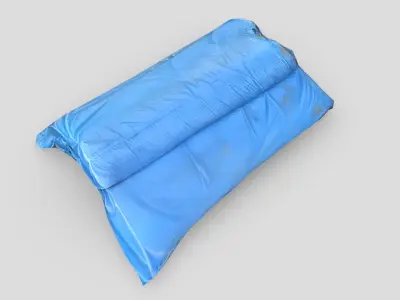 Folded Blue Tarp 3 Low-poly 3D model
