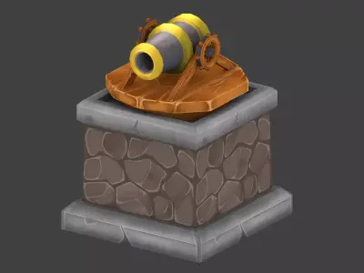 Cannon Tower low-poly 3D model Low-poly 3D model