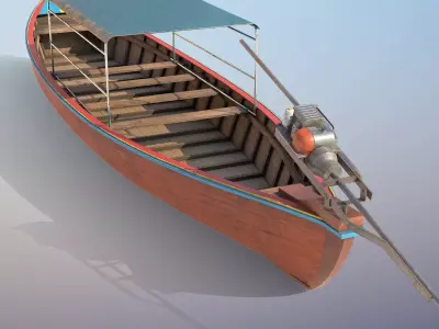 Long Tail Boat Low-poly 3D model