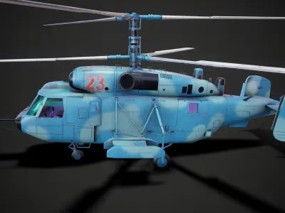 Russian NAVY helicopter Low-poly 3D model