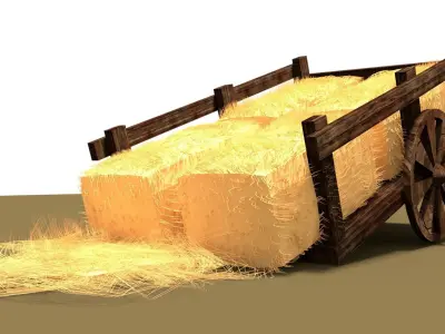 Hay Cart Free low-poly 3D model