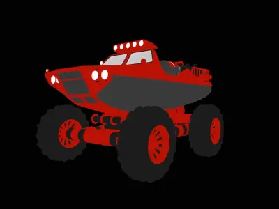 Amphibious ATV Low-poly 3D model