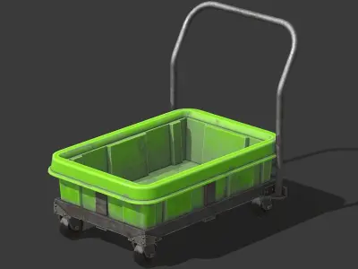 Old Chemical Resistant Spill Trolley   - PBR Game Ready Low-poly 3D model