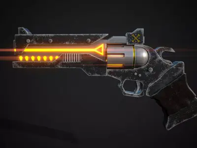 Sci Fi Revolver Game Ready PBR Weapon 3D model