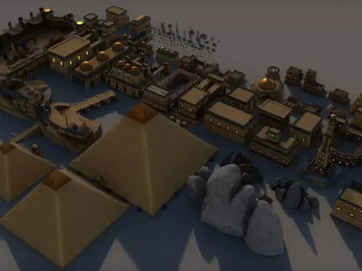 Ancient Egyptian City Pack Low-poly 3D model