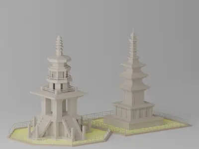 Gyeongju Bulguksa Stone Pagoda Dabotap  Seokgatap Korea Low-poly 3D model