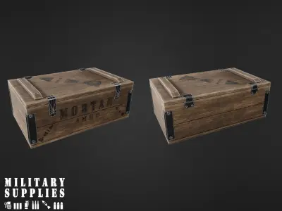 Military Supplies Pack - Mortar Ammo Box Low-poly 3D model