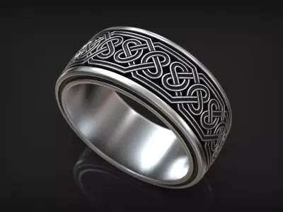 Nordic Interwoven Eternity Knot Ring Celtic Pattern Band 3D print model