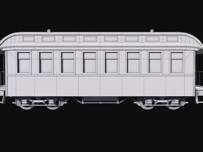 A low-poly 3D model of a 19th-century passenger steam train Low-poly 3D model