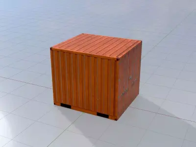 Shipping Container signal orange 6ft Low-poly 3D model
