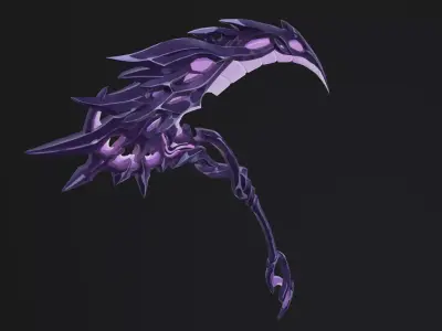 Hand painted 3D dark Scythe Low-poly 3D model