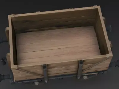 Old Wooden Railway Cargo Wagon 3D Model Low-poly 3D model