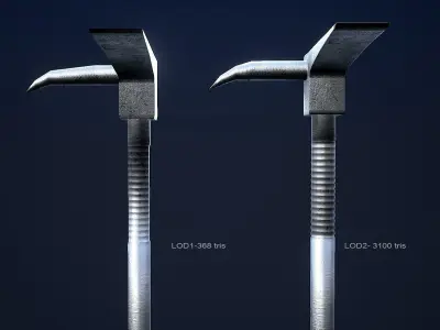 Halligan Bar 1 Plus 1 PBR Game Ready Low-poly 3D model