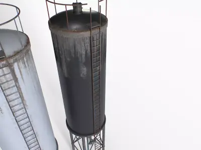  Old and Rusty Water Tanks 4 Low-poly 3D model