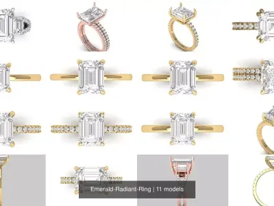 Emerald Radiant Ring 3D Model Pack