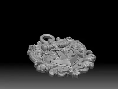  ornate golden anchor emblem 3D print model
