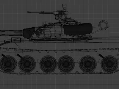 T 80 B low poly model  Low-poly 3D model