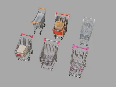 Shopping trolleys Pack Low-poly 3D model