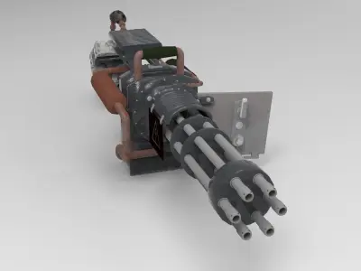 Minigun machine gun Low-poly 3D model