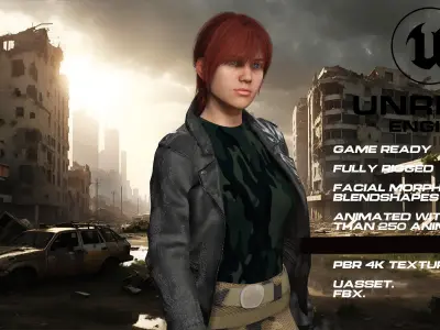 Zombie Hunter full rigged - game ready - animated Low-poly 3D model buy