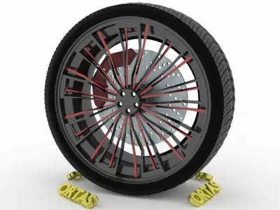 ORTAS CAR WHEEL RIM 99 GAME READY WHEEL RIM TIRE 3D model