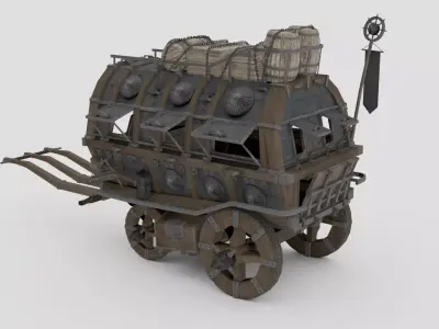 Realistic Carriage 3D Model Low-poly 3D model