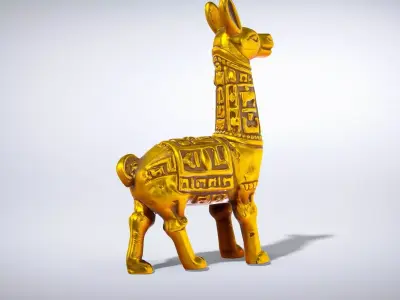 Golden Llama Sculpture model pack Low-poly 3D model purchase