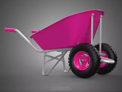 PINK MAGENTA WHEELBARROW FRAME HANDLES CART TROLLEY GARDEN YARD 3D model