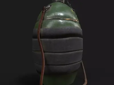 military flask Low-poly 3D model
