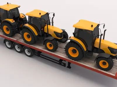 Trailer with Tractors 3D model