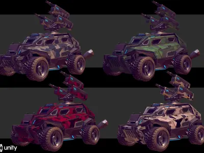 Sci-Fi Armored Artillery Vehicles PBR Low-poly 3D model