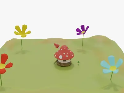 Bugs City Low Poly Cartoon Town 3D Art Free Small Pack Free low-poly 3D model