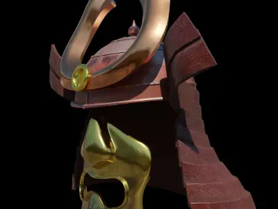 Samurai Helmet and face mask - 2K Full PBR textures Low-poly 3D model