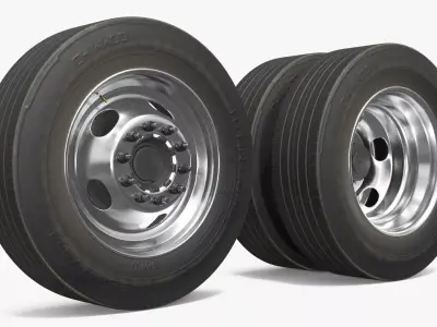 Heavy Duty Dually Wheels with Tire Assembly 3D model