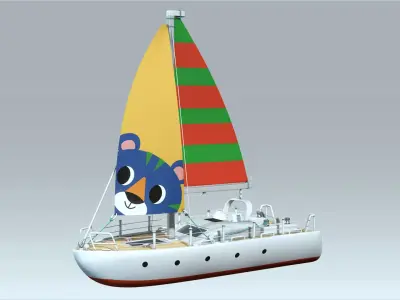  Sailboat Low-poly 3D model
