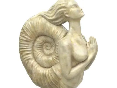 Siren marble statues Low-poly 3D model