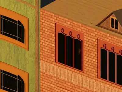 Facade buildings at night 3D model