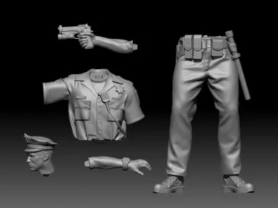 Policeman 75mm 120mm 3D print model