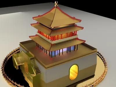 Chinese tower  3D model purchase