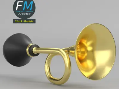 Brass vehicle horn 3D model