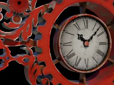 Steampunk Clock Low-poly 3D model