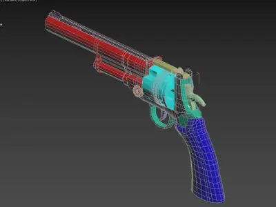 Revolver Low-poly 3D model 17