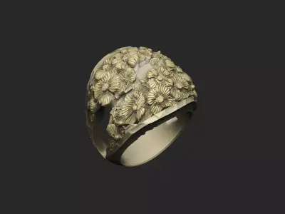 Cluster flower ring design Victoria organic queen women 3D print model
