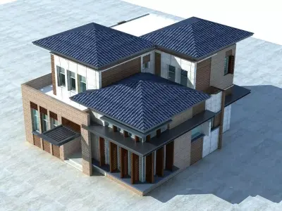 Villa modern house with roof 3D model